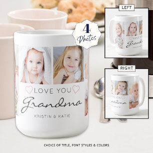 Caneca De Café LOVE YOU VÓ 4 Foto Script Personalizado