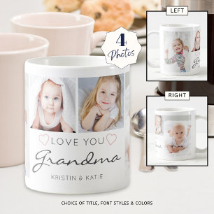 Caneca De Café LOVE YOU VÓ TATAVÓ Personalizado com 4 Fotos à Mão