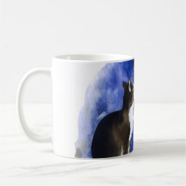 Caneca De Café Lovely Tuxedo Cat & Full Moon Mug