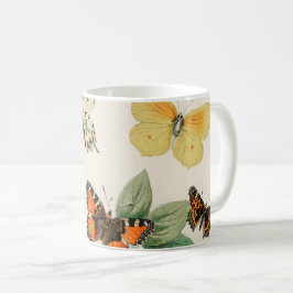 Caneca De Café Lovely vintage illustration of butterflies