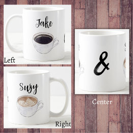 Caneca De Café Lover de café simples de Casal de caligrafia