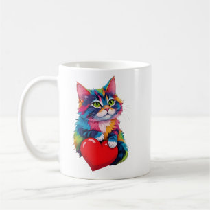 Caneca De Café Lover De Gato De Coração De Dia de os namorados De