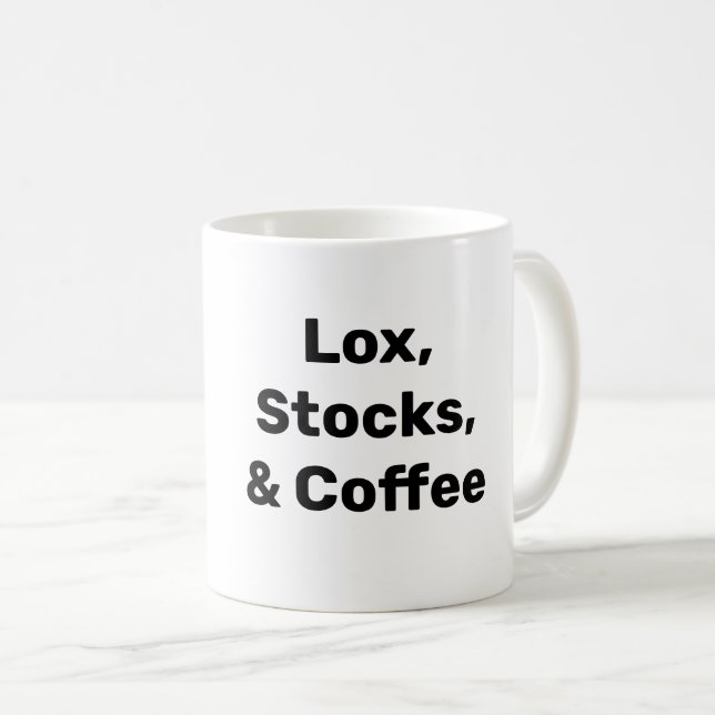 CANECA DE CAFÉ LOX, STOCKS E CAFÉ. TUDO BAGEL (Frente Esquerda)