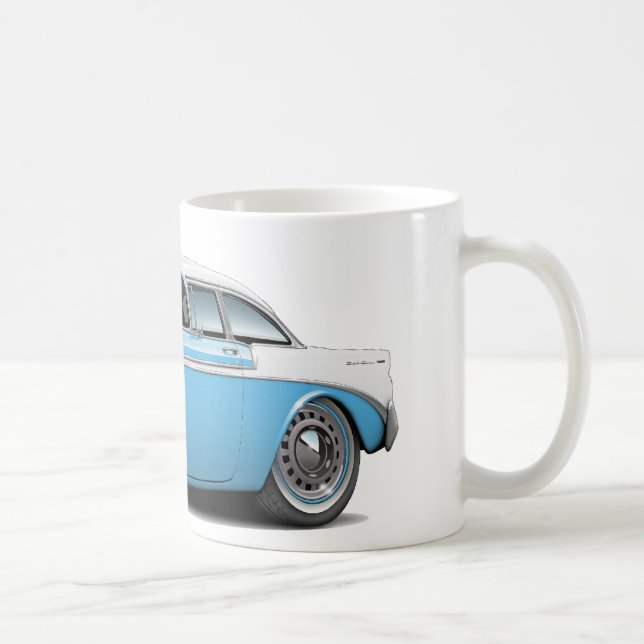 Caneca De Café Lt 1956 de Chevy Belair Azul-Branco Carro (Direita)