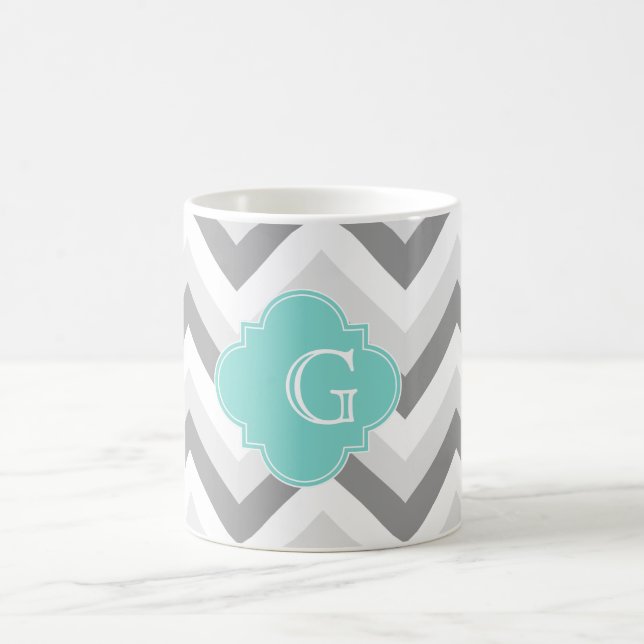 Caneca De Café Lt Duas Cinzas Brancas Aqua Monograma (Centro)