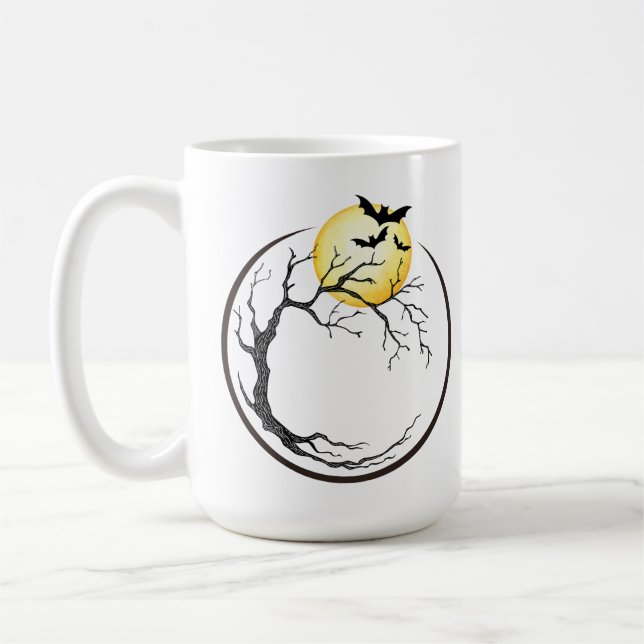 Caneca De Café Lua, Árvore, & Morcegos (Esquerda)