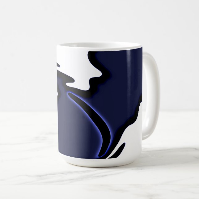 Caneca De Café Lua azul: Abstrato azul, branco e preto (Frente Esquerda)