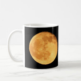 Caneca De Café Lua Cheia Luz de Lua Laranja Quente Paisagem Cósmi