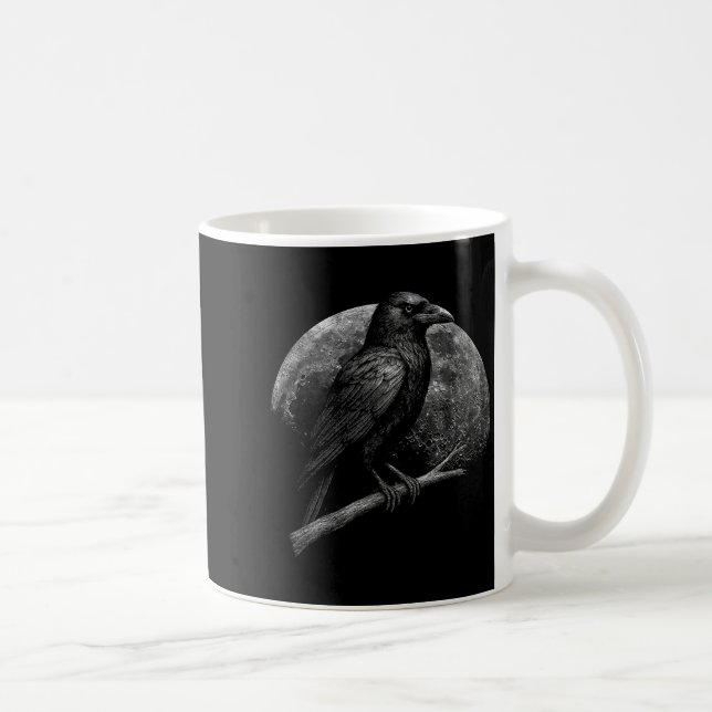 Caneca De Café Lua Corvo Místico Folclore Sombrio Feitiçaria Viki (Direita)