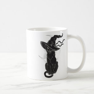 Caneca De Café Lua de Chapéu de Bruxa Negra do Halloween