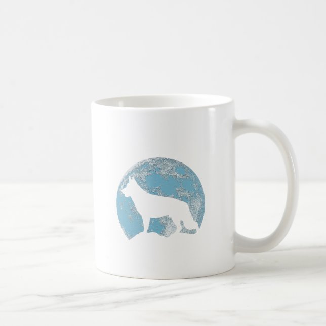 Caneca De Café Lua do cão de german shepherd (Direita)