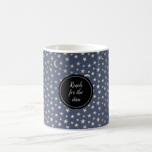 Caneca De Café Lua Dourada e céu noturno das estrelas (Centro)
