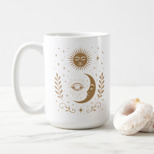 Caneca De Café Lua e Estrelas Místicas da Meia-Noite Terceiro Olh