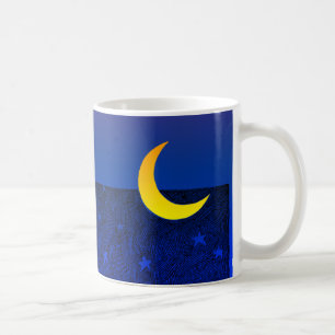 Caneca De Café Lua e Estrelas Vintage arte noturna