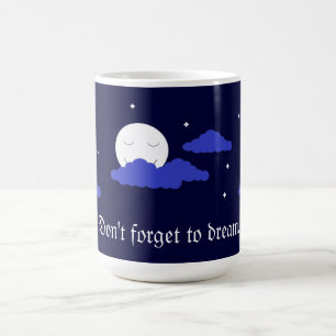 Caneca De Café Lua Estrelada com Nuvens: Azul Escuro