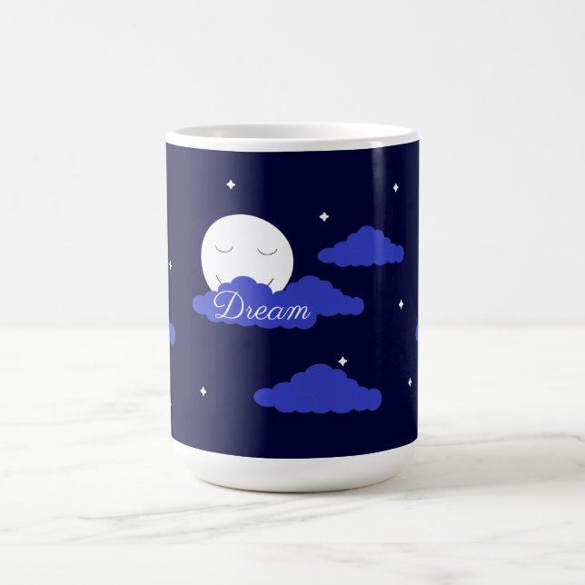 Caneca De Café Lua Estrelada com Nuvens: Azul Escuro (Centro)