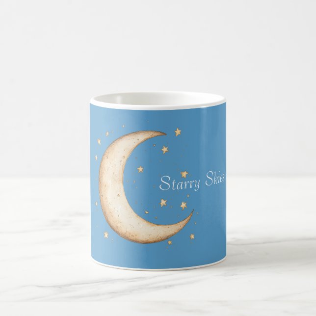 Caneca De Café Lua Estrelas Céus Dourado Água (Centro)