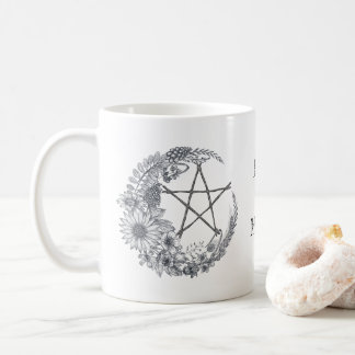 Caneca De Café Lua Flor Com Pentagrama