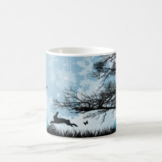 Caneca De Café Lua mística com silhueta de coelho