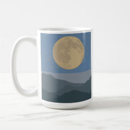 Caneca De Café Lua ouro Sobre Montanhas Tranquilas