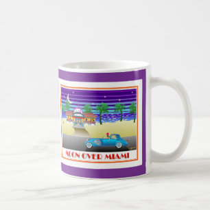 Caneca De Café Lua sobre o roxo de Miami