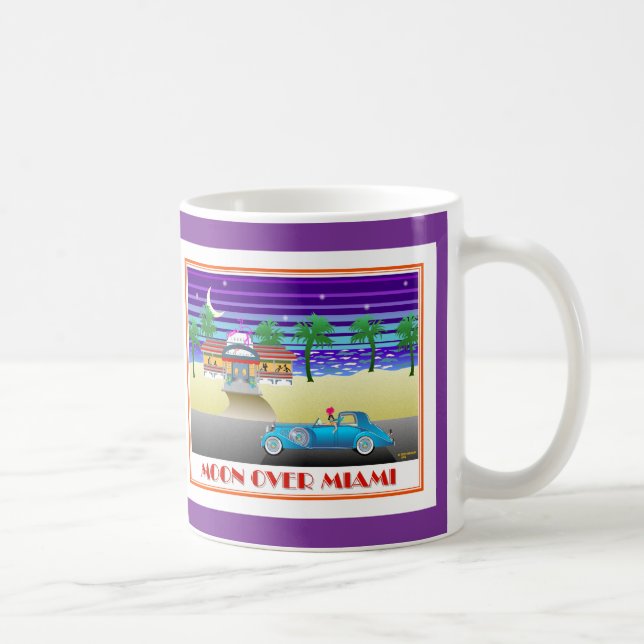 Caneca De Café Lua sobre o roxo de Miami (Direita)