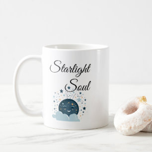 Caneca De Café lua sorridente com mulheres noturnas sonhadoras e