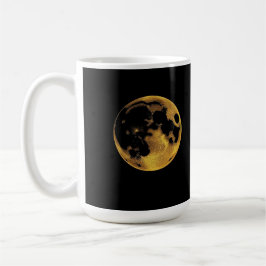 Caneca De Café Lua texturizada dourada sobre preto escuro