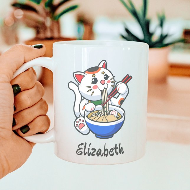 Caneca De Café Lucky Cat Ramen- Personalizado (Criador carregado)