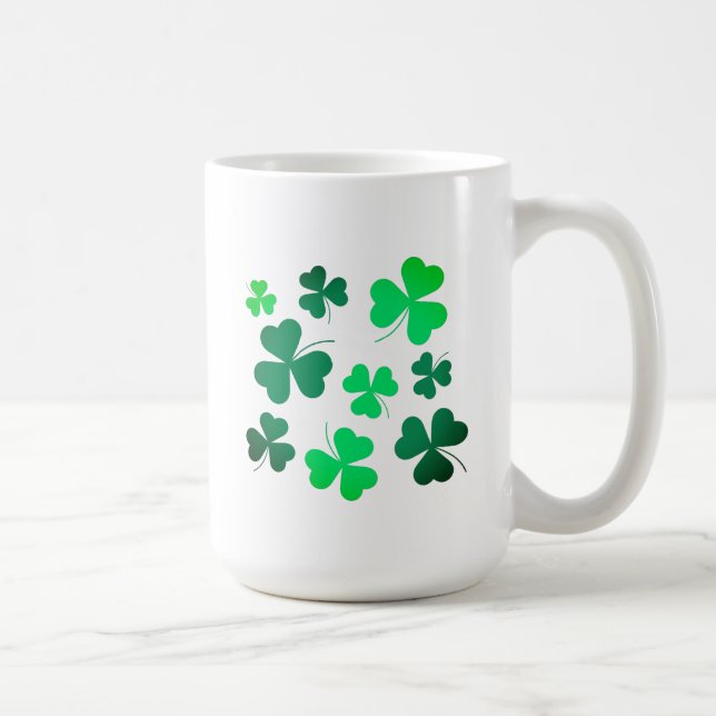 Caneca De Café Lucky Green Clover Shamrock Irlanda (Direita)
