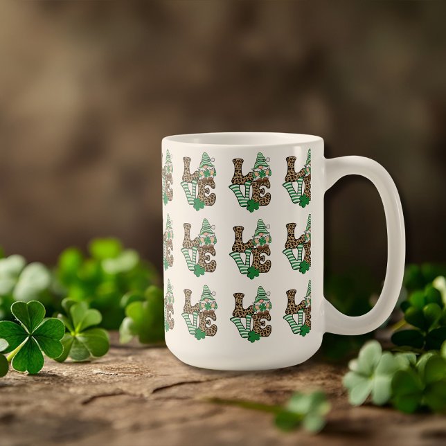 Caneca De Café Lucky Love Gnomo Rua. Dia de Patrick (Lucky Love Gnome St. Patrick's Day Coffee Mug)