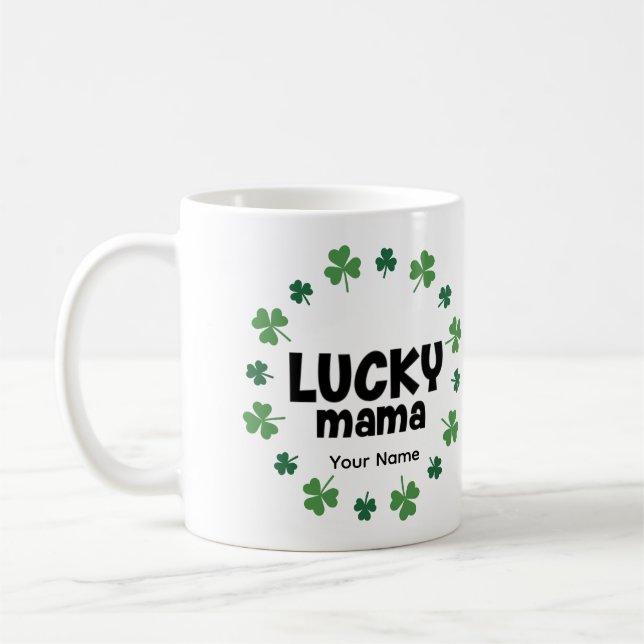 Caneca De Café Lucky Mama Coffee Mug - Personalized Gift  (Esquerda)