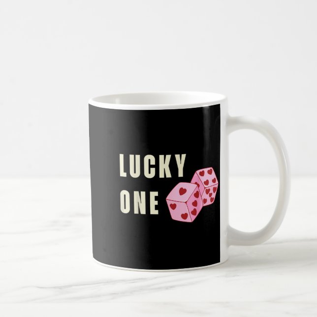 Caneca De Café Lucky One Heart Dice Couples Matching Valentines D (Direita)
