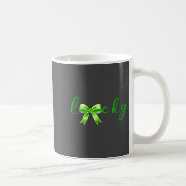 Caneca De Café Lucky, St.patricks Day Coquette,shamrock Funny  (Direita)