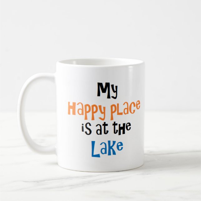 Caneca De Café lugar feliz é no lago Mug (Esquerda)
