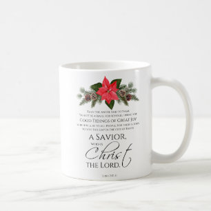 Caneca De Café Luke 2:10-11 Bons Tidings Poinsettia Natal