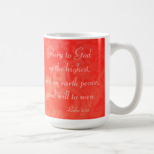 Caneca De Café Luke 2:14 Glória a Deus no Natal Vermelho Mais Alt