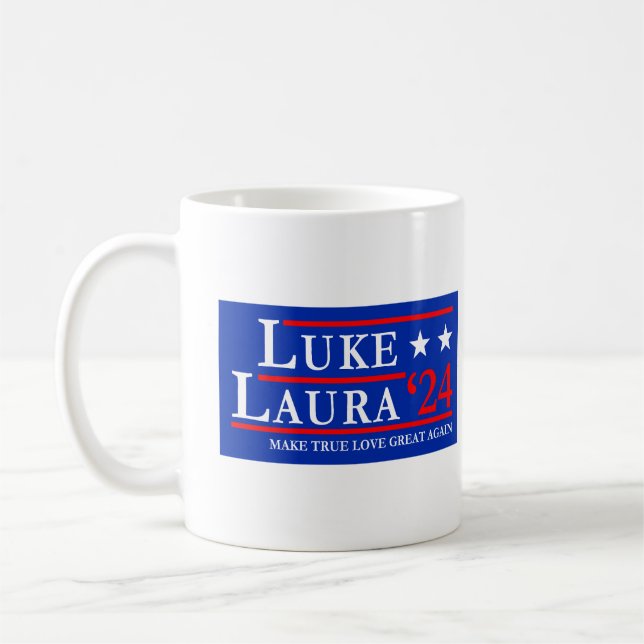 Caneca De Café Luke and Laura 2024 True Love Candidates (Esquerda)