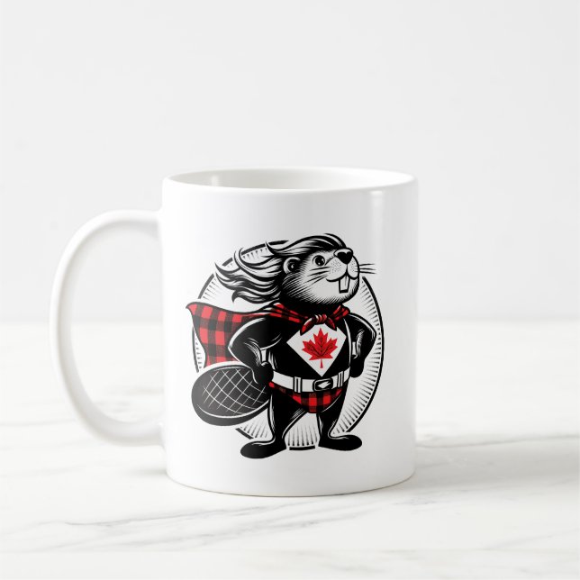Caneca De Café Lumbrador Canadense de Castor Xadrez Búfalo (Esquerda)