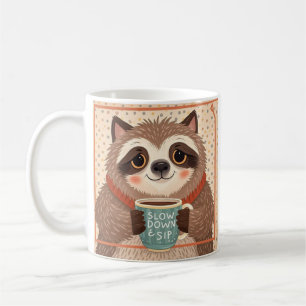 Caneca De Café Luminosidade de cartoon branca com olhos sonolento