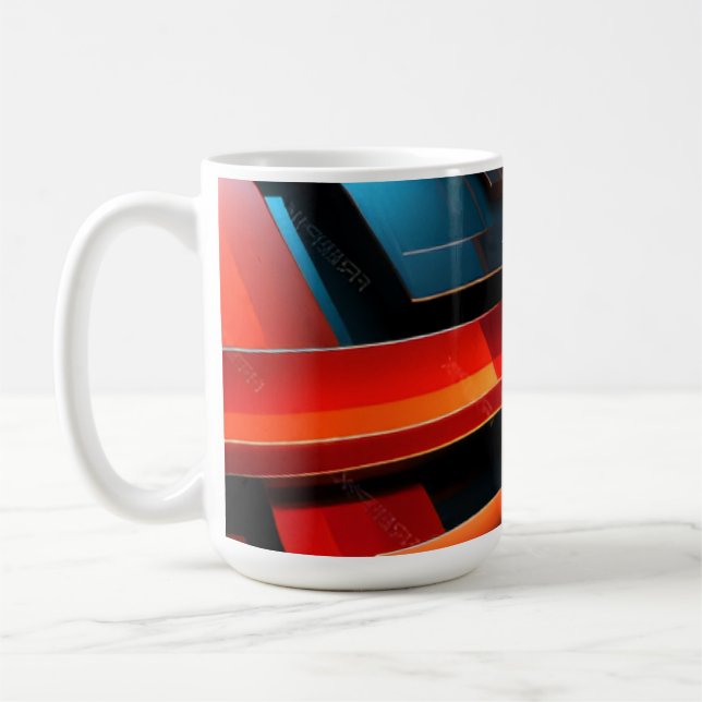 Caneca De Café Luminous Abstract Ribbon Waves (Esquerda)