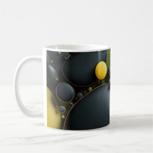 Caneca De Café Luminous Fluid Dynamics: Yellow and Green Abstract