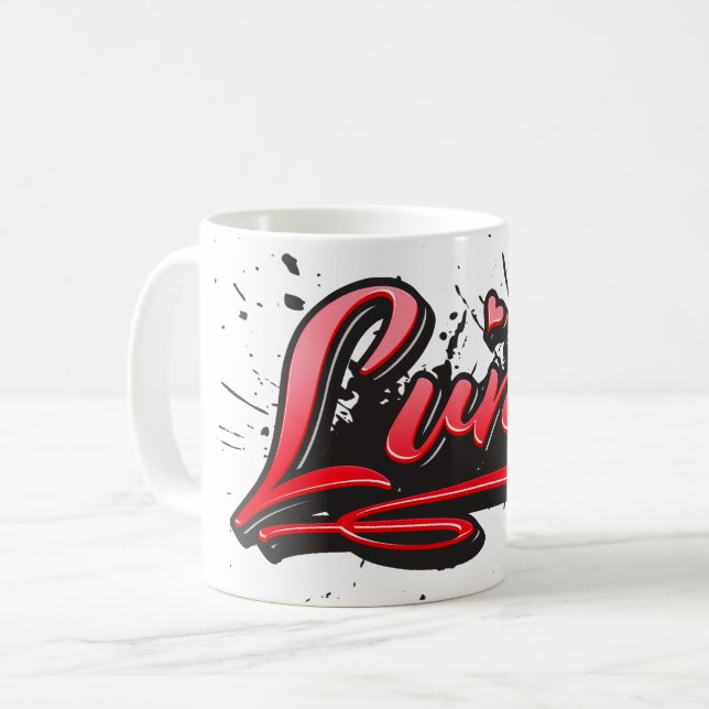 Caneca De Café Luna red Heart Graffiti Tasse Kaffeetasse (Frente Esquerda)