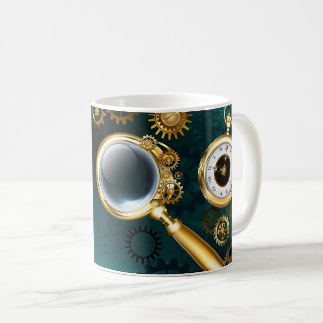 Caneca De Café Lupa no estilo Steampunk (Frente Esquerda)
