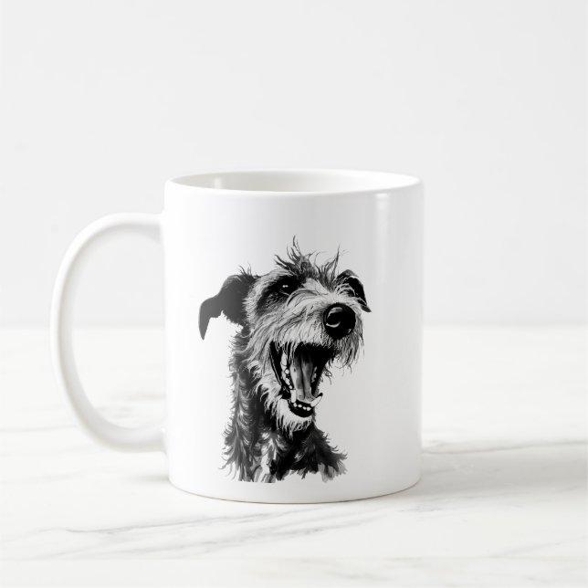 Caneca De Café Lurcher preto e branco | Greyhound Cute (Esquerda)