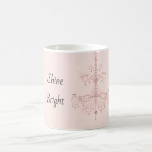 Caneca De Café Lustre de Jóias Brilhantes Rosa