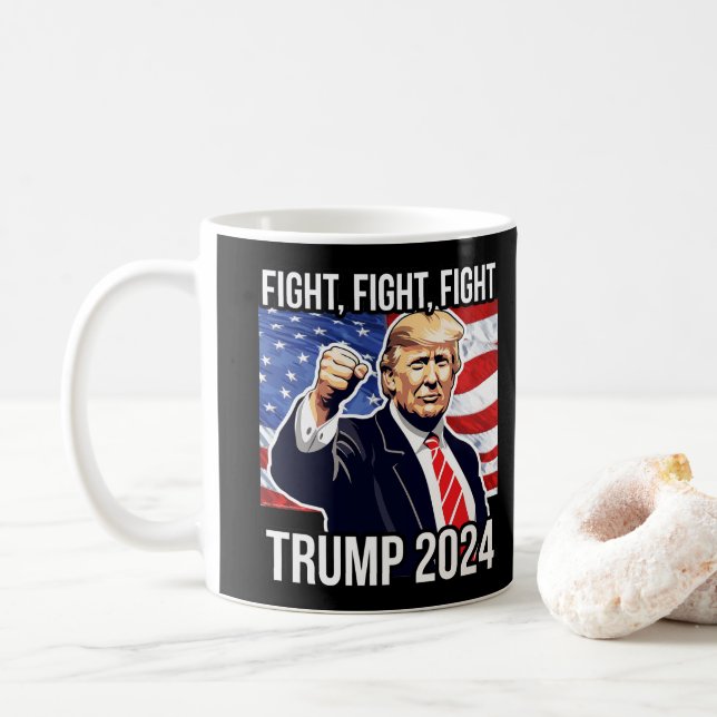 Caneca De Café Luta Contra Donald Trump 2024 Bandeira Americana (Com Donut)