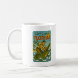 Caneca De Café Luta de Jacaré na Flórida | Divertido Retro Costei