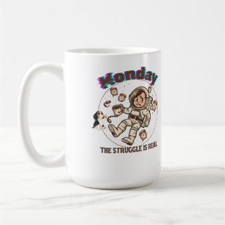 Caneca De Café Luta Espacial de Segunda-feira Astronauta Café e C