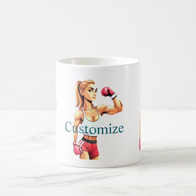 Caneca De Café Lutadora Feminina em Forma Thunder_Cove (Centro)